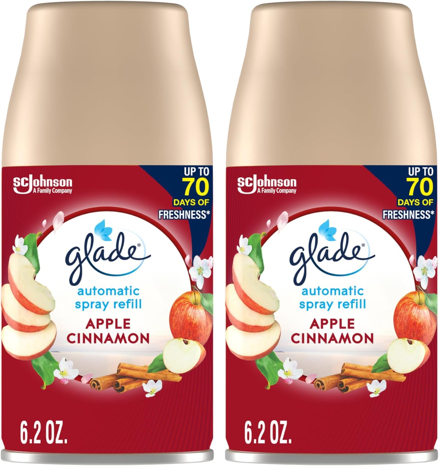 Glade Automatic Spray Refill and Holder Kit, Air Freshener for Home and Bathroom, Apple Cinnamon, 6.2 Oz, 2 Count