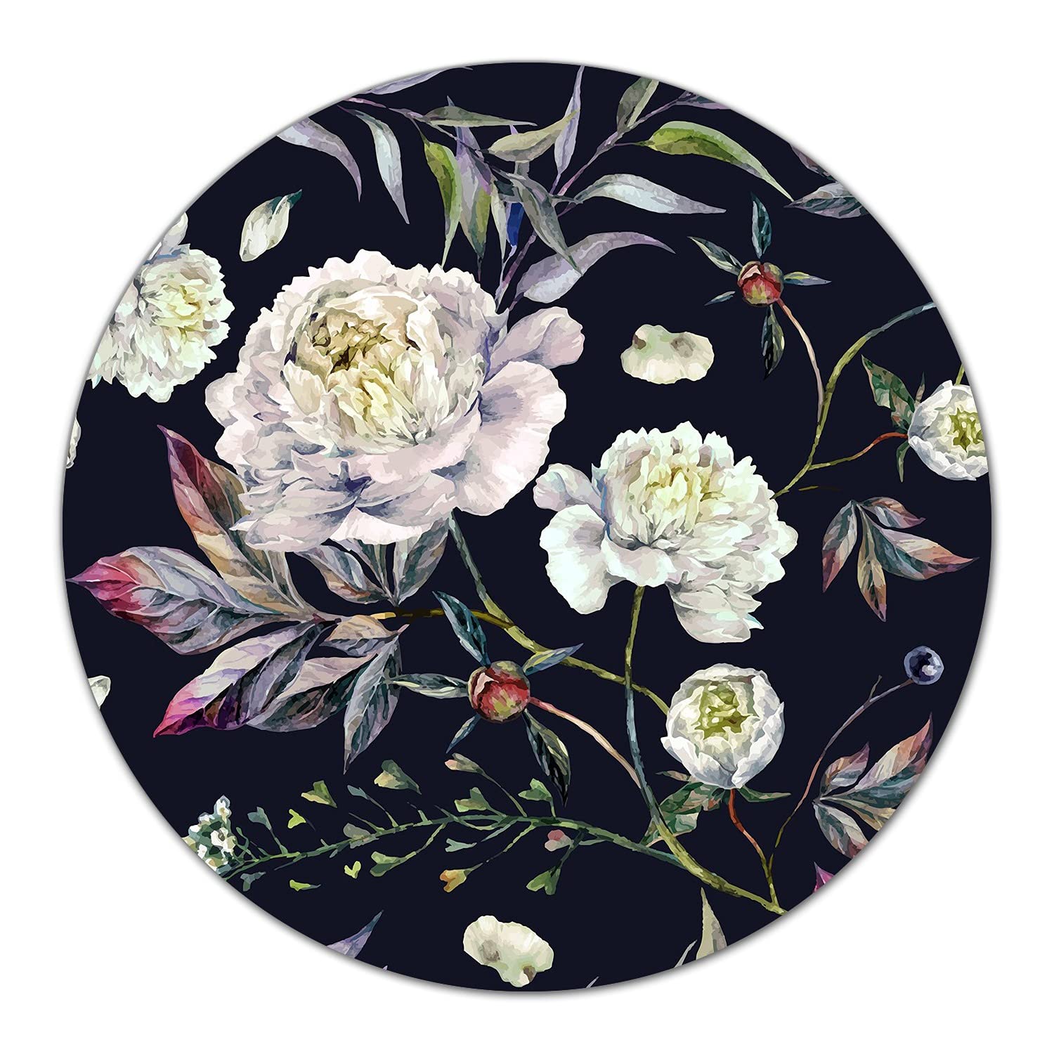 Planche à découper pivoines blanches et protection plaque induction ronde 40 cm