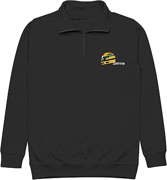 CO2 Tees Ayrton Senna F1 Racing Helmet Embroidered Fleece Pullover