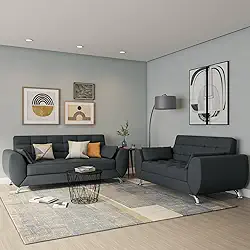 Conjunto de Sofá 2 e 3 Lugares Larissa II Suede Cinza