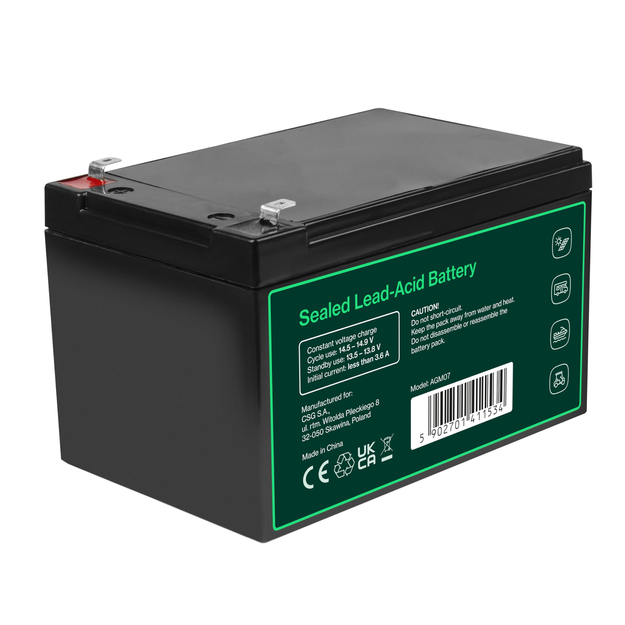 Green Cell Akumulator 12 V 12 Ah (6,3 mm) 12000 mAh VRLA AGM