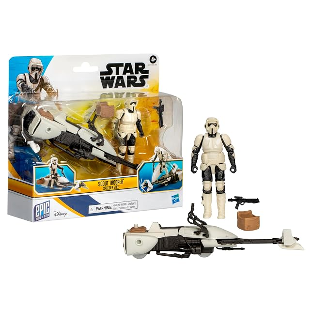 STAR WARS Epic World of Action Scout Trooper & Speeder Bike, figura de acción y vehículo de 4 pulgadas