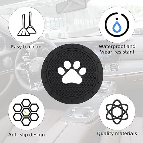 Miniatura 3 de Kewucn 4 posavasos para automóvil, 2.75 pulgadas, lindo posavasos de automóvil para mujeres y hombres, portavasos antideslizantes de PVC para