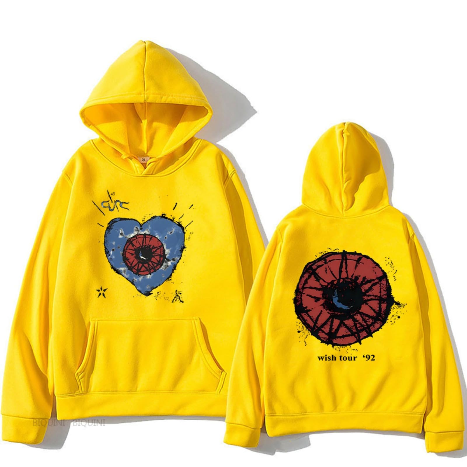 CUTTE The Cure Friday I'm in Love Official Hoodie | Men's Licensed Band Merch Pullover | Graphic Print Streetwear (yellow,XXL)