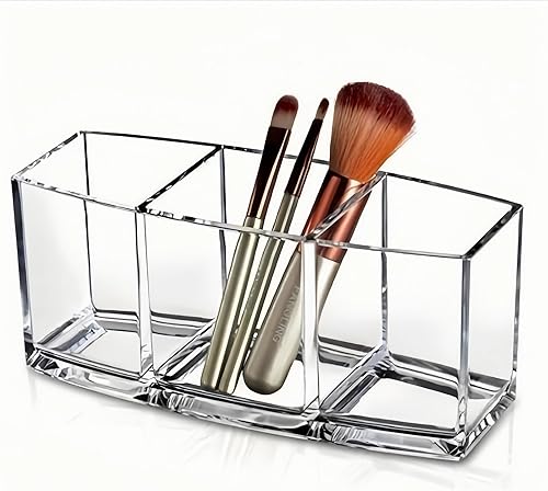 Miniatura 3 de Organizador de herramientas cosméticas acrílicas, caja de almacenamiento de maquillaje cosmético transparente de 3 compartimentos, soporte de