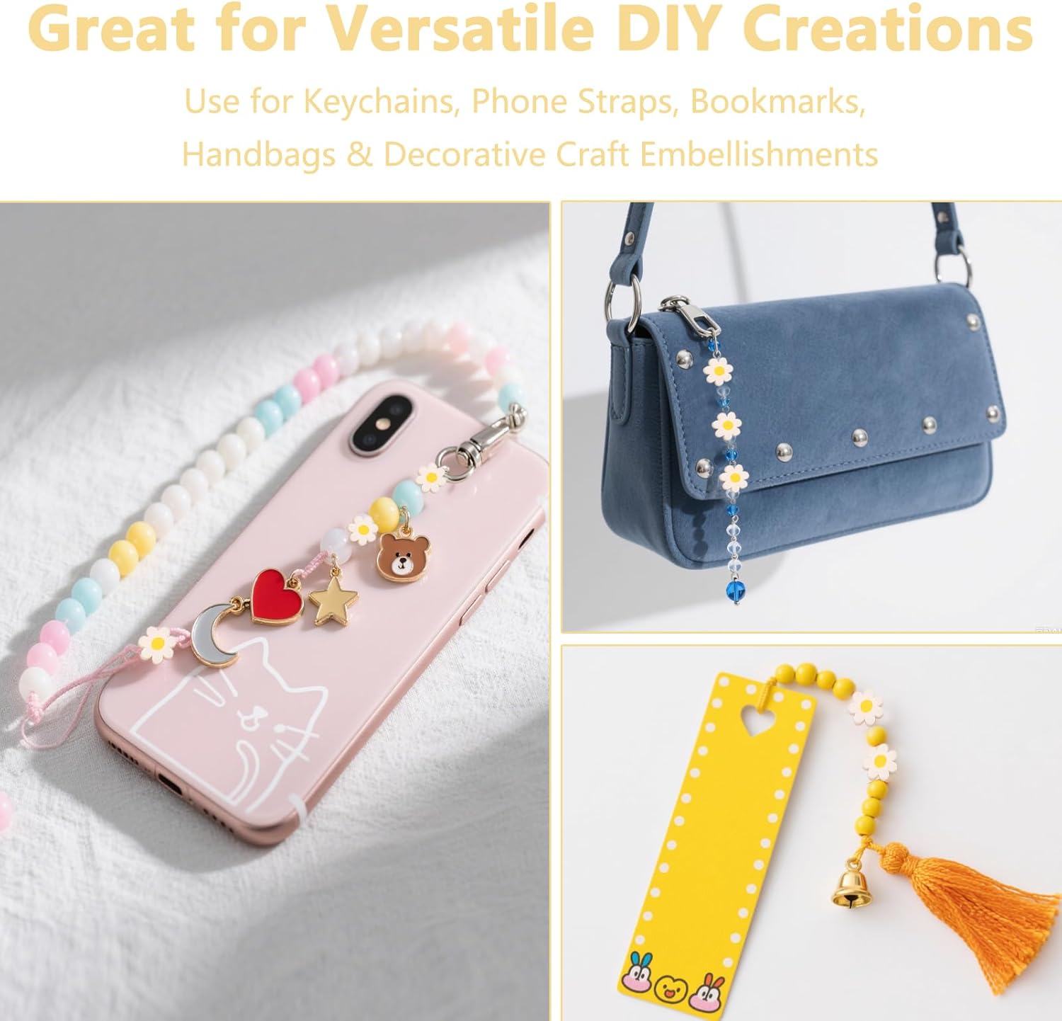 120Pcs Daisy Beads for Jewelry Making White Flower Shaped Glass Beads with Hole Small Beaded Floral Charms and Spacer Beads for Bracelets Necklace Earrings and DIY Crafts Accessories - Image 4