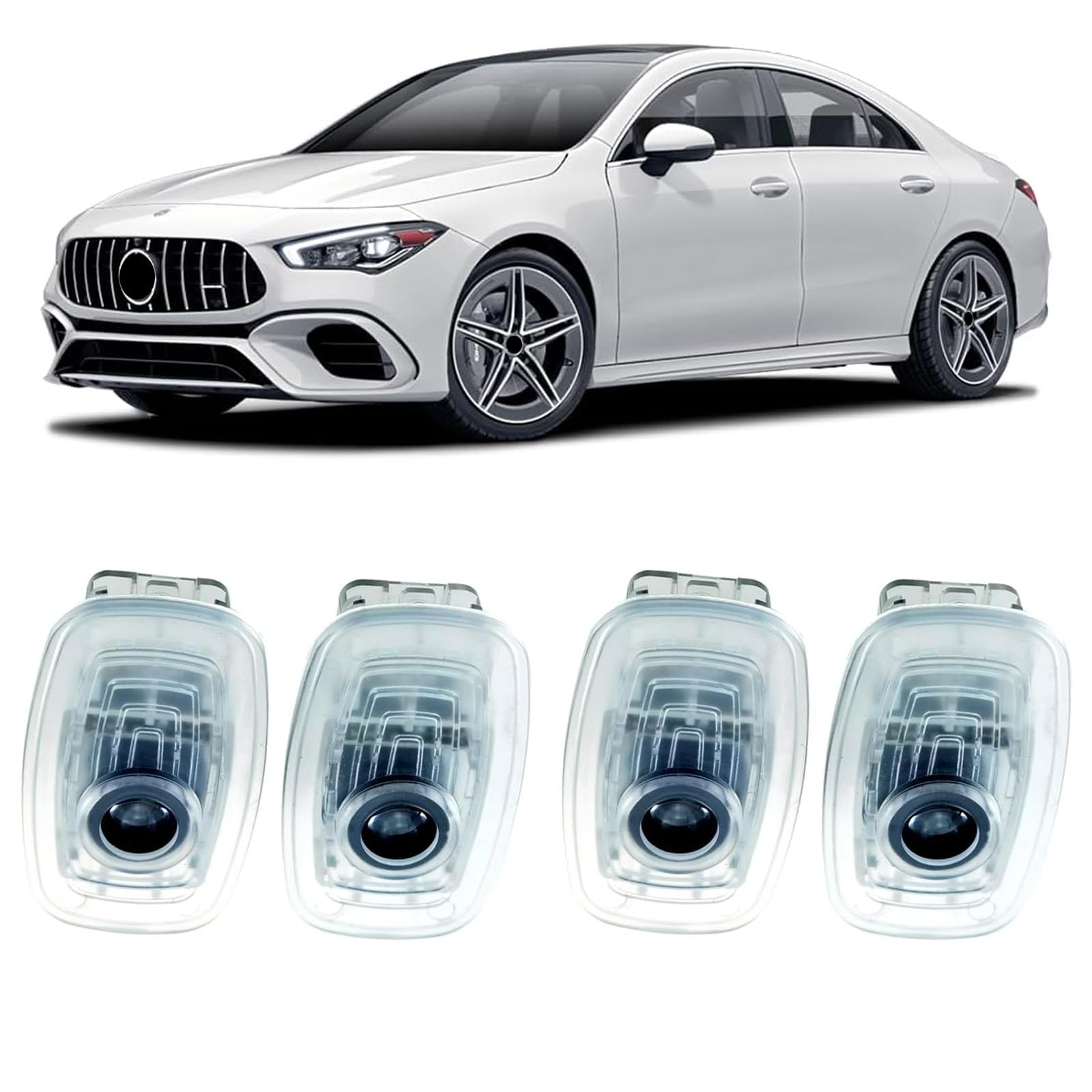 4 unidades de luces para puerta de coche con logotipo AMG para Mercedes CLA C118 X118 CLS C257 Clase E C238 A238 Proyectores de puerta Iluminación de entrada Iluminación para debajo del suelo