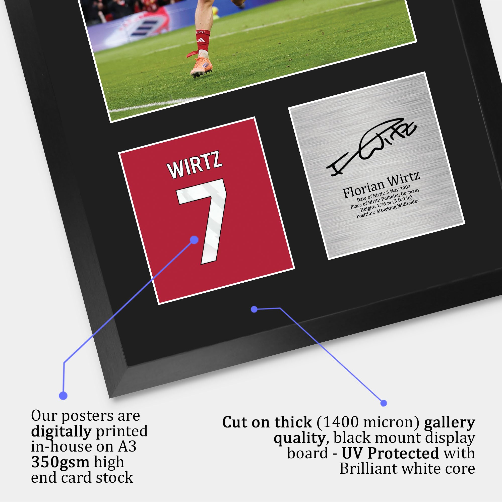 HWC Trading Florian Wirtz Liverpool Geschenke Gedrucktes Signiertes Autogramm Foto für Fußball Anhänger and Fans - A3 Porträt Gerahmt (ID-005454)