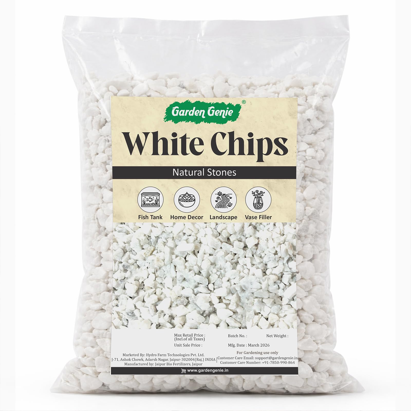 Garden Genie White Marble Chips (2 Kg) | Natural Marble Chips for Plants | Pebbles for Plants, White Stone for Pots, Aquarium & Garden | Decorative Stone & Pebbles for Indoor & Outdoor Decoration-picture-40