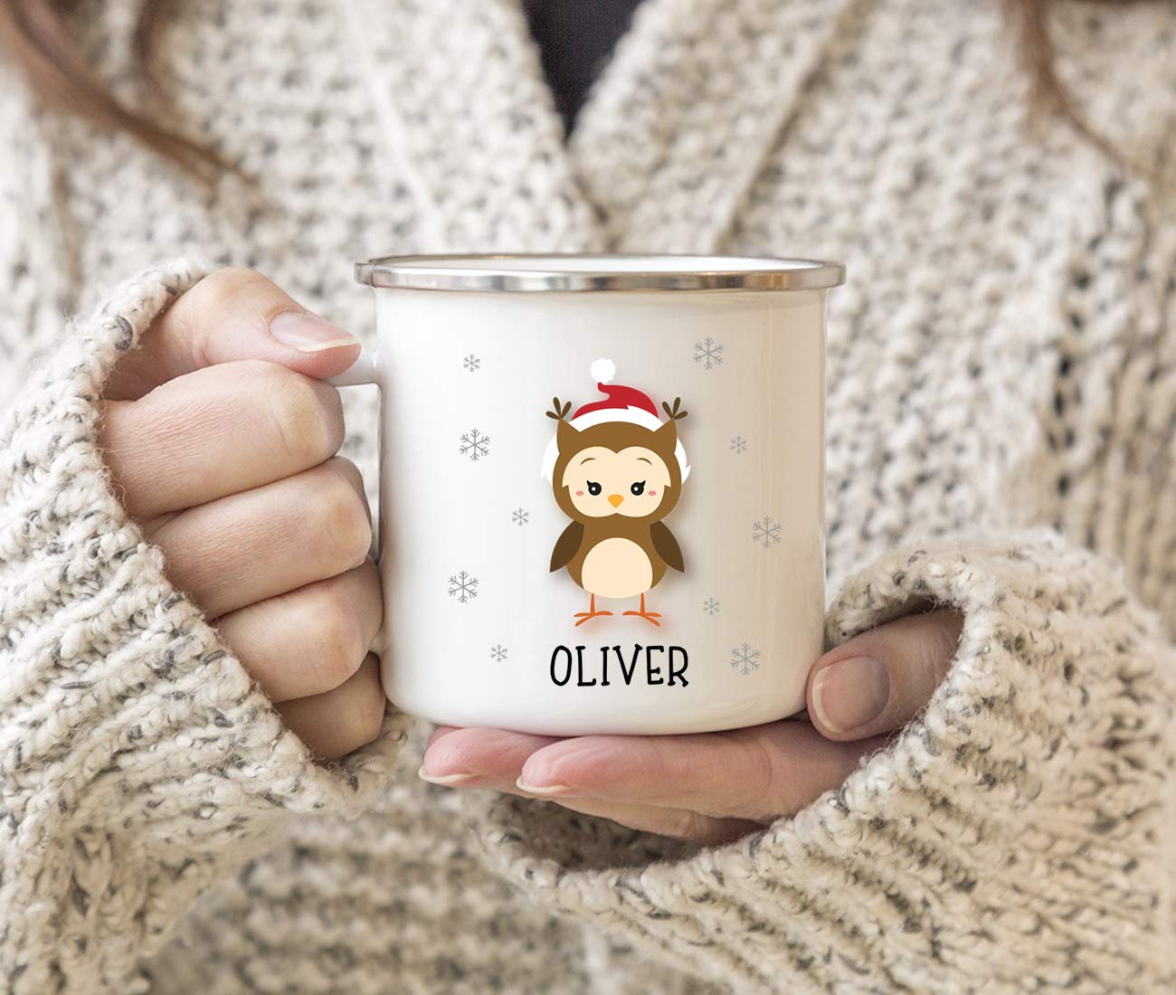 Personalized Kids Christmas Hot Chocolate Mug – 11oz Stainless Steel Camp Cup, Snowman Design, Gift Boxed - View #5