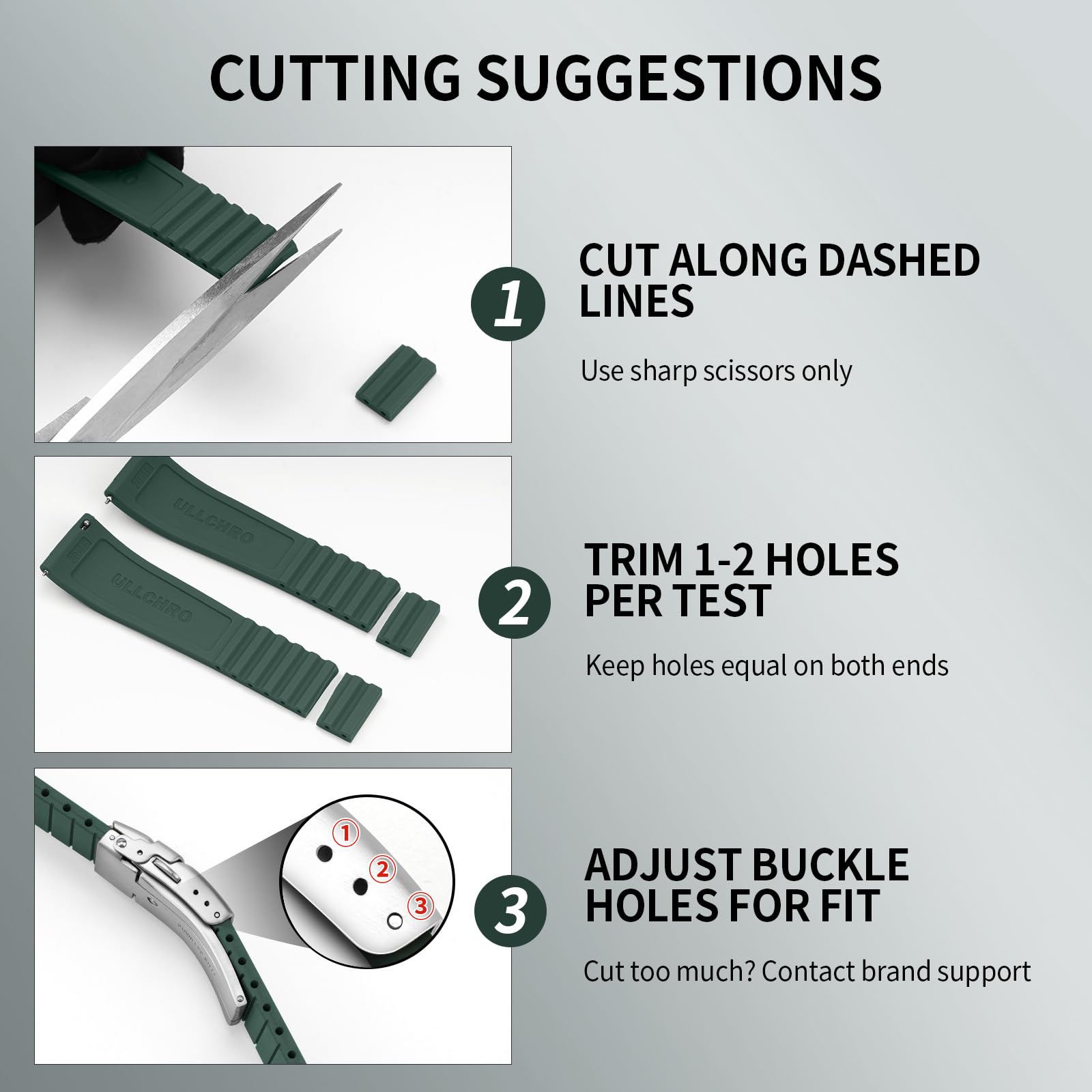 ULLCHRO Silicone Watch Band Quick Release Strap FKM Waterproof Watch Bands for Men 20mm 22mm Replacement Strap Sport Rubber Watchband