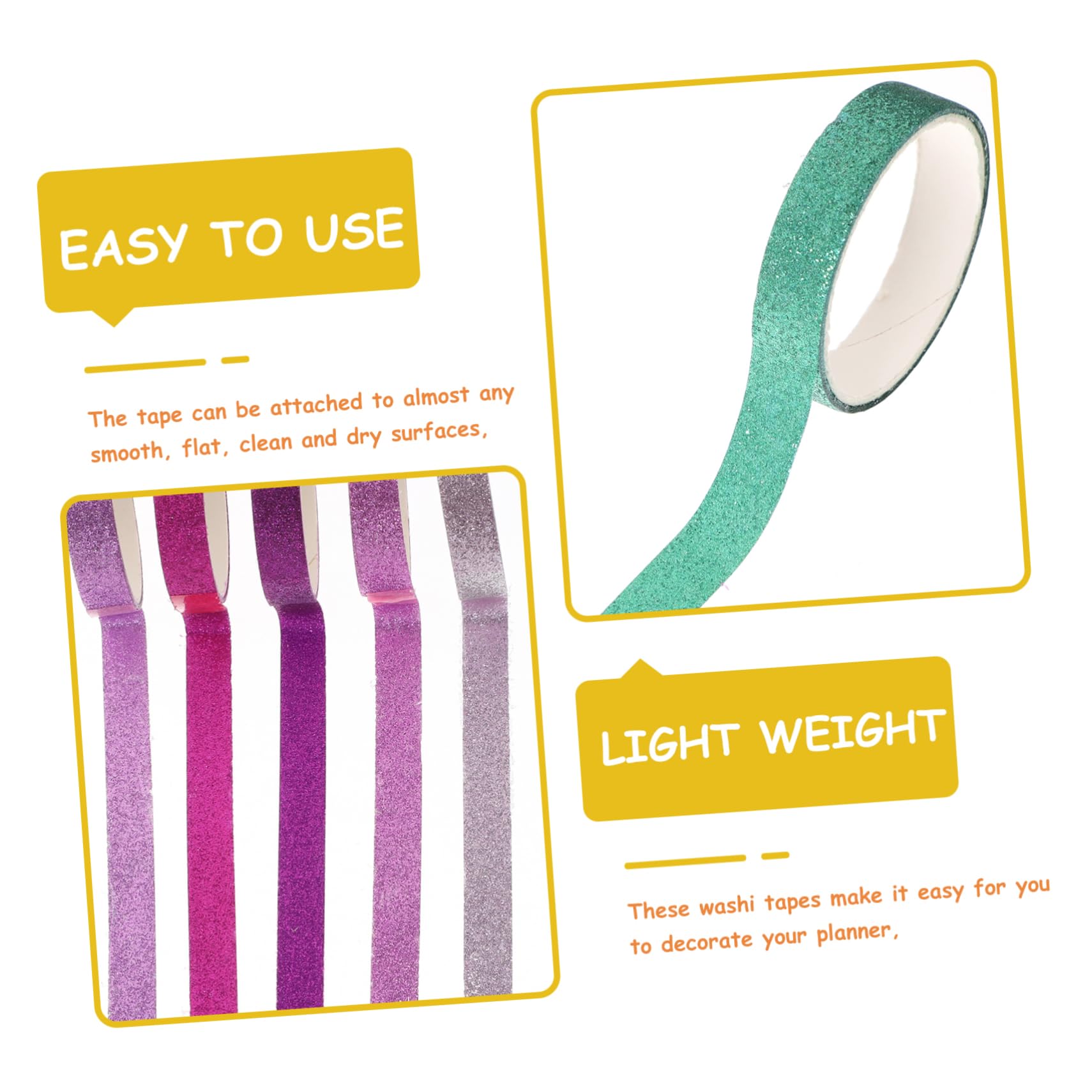 Cinta Washi Brillantina 90 Piezas para Diario y Scrapbook