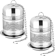 2PCS Infusor de Té con Colador - Coladores de Acero Inoxidable para Té de Hojas Sueltas, Colador de Malla Fina con Gancho y Tapa, Filtros Reutilizables y Difusores