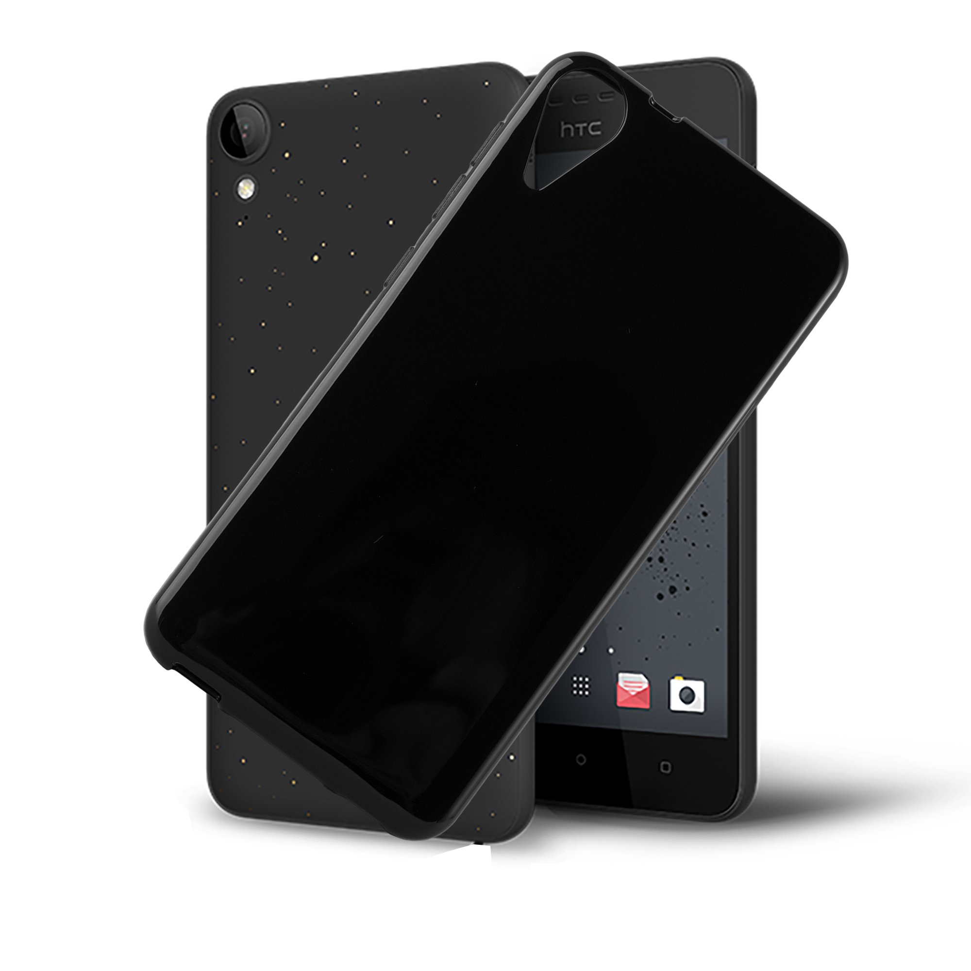 Cadorabo TPU-Hülle Für HTC Desire 10 Lifestyle / 825 – Schlank, Kratzfest, Mit Metalloptik – Schwarzes Silikon-Case