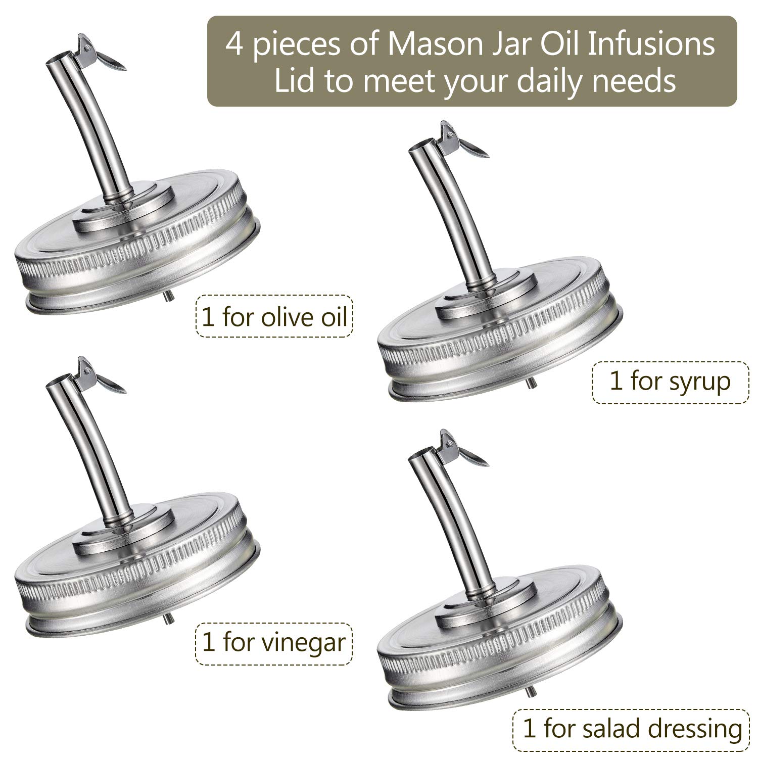 Blulu 4 Pieces Mason Jar Spout Lids for 2.75