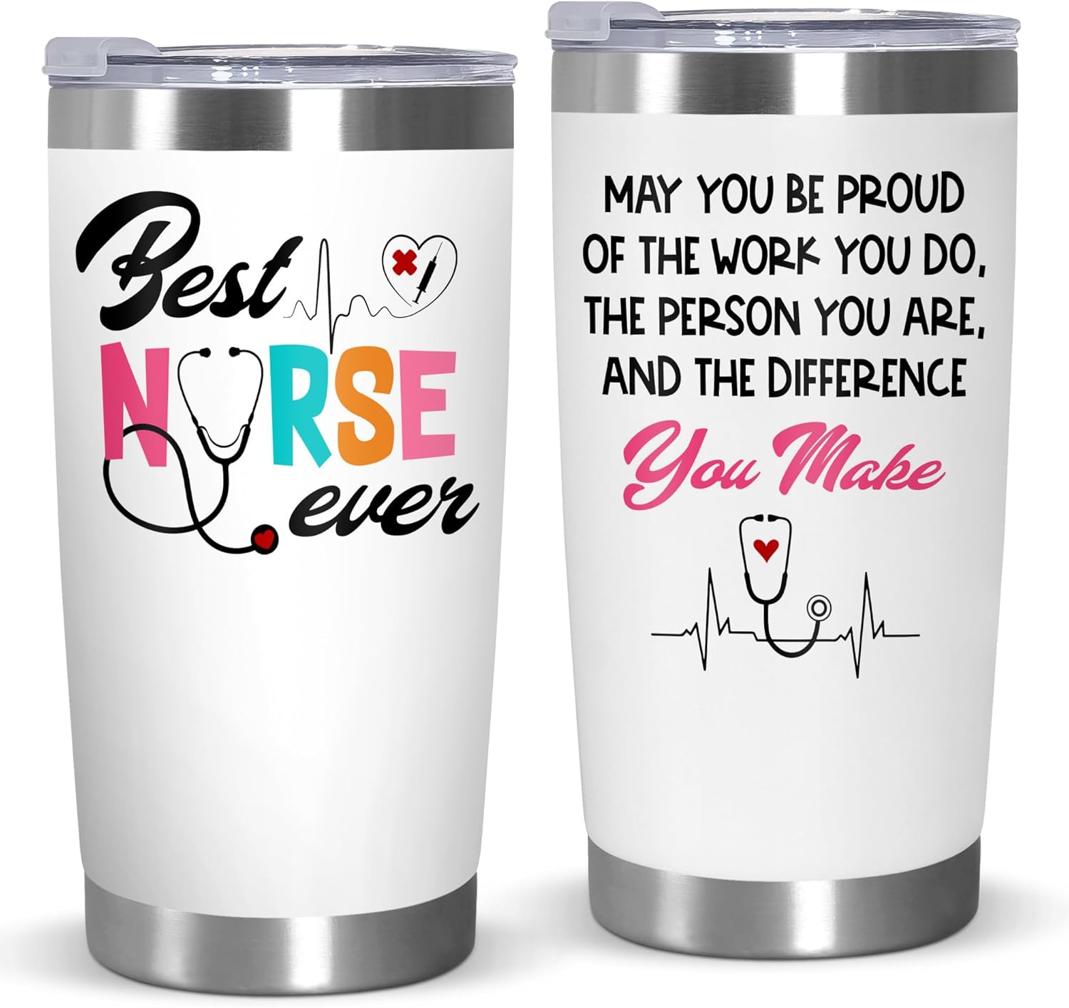 OASSIE Nurse Gifts for Women - May You Be Proud of The Work You Do 20 oz Stainless Steel Insulated Coffee Tumbler with Lid - LPN RN Thank You Appreciation Retirement Nurses Week Gifts for Nurses Women