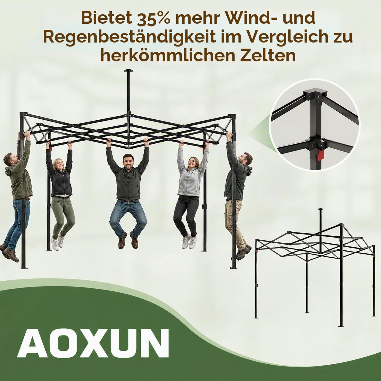 Aoxun Faltpavillon 3x3m Wasserdicht Pop Up Pavillon Rollentasche | Wasserdichter 3x3m Pop Up Faltpavillon mit Rollentasche und Sandsäcken für schnellen Schutz im Garten oder beim Camping