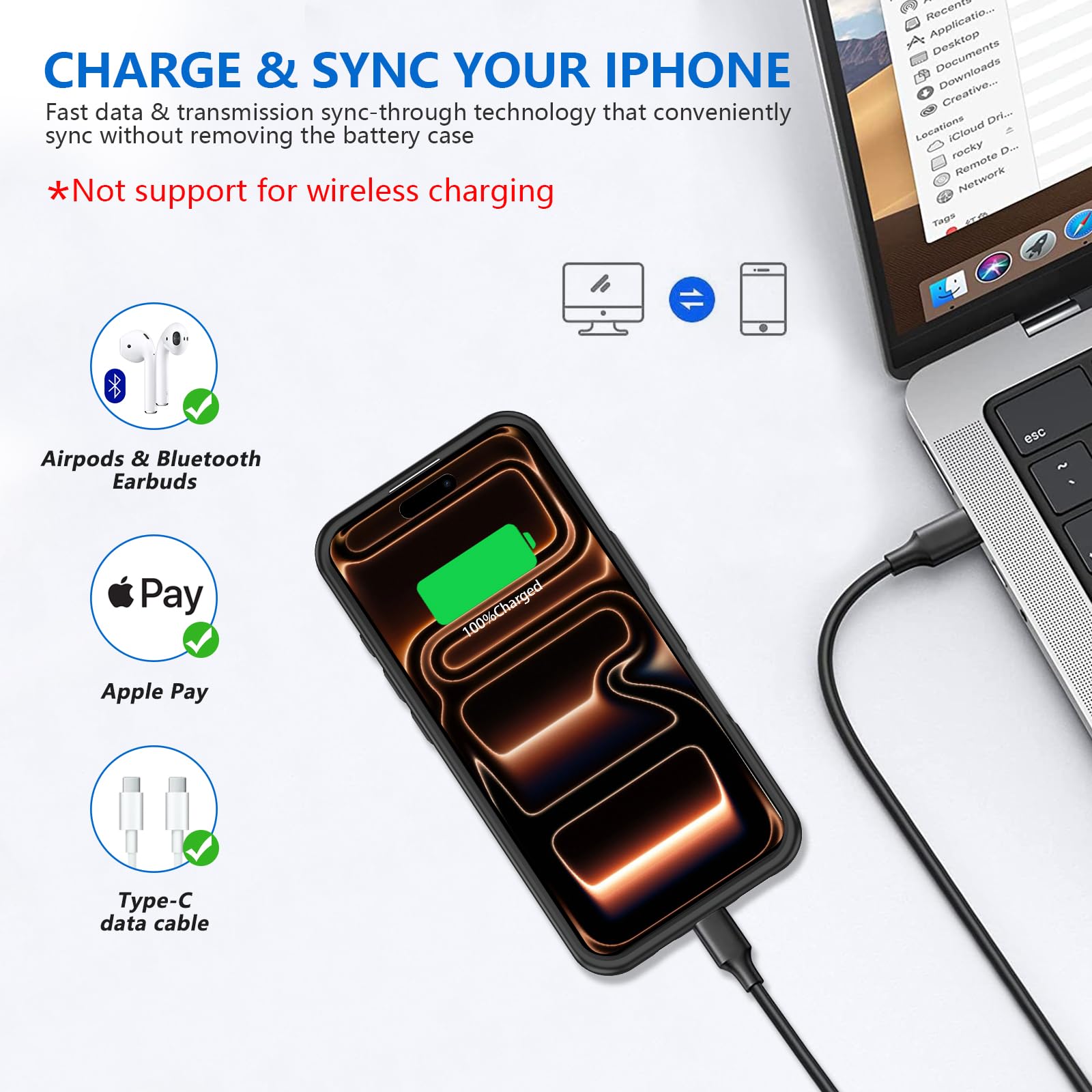 BOPPS Custodia con batteria per iPhone 17 Pro Max con 【2025 nuovo】, custodia caricabatterie portatile da 8500 mAh, protezione a 360°, custodia di ricarica estesa nera