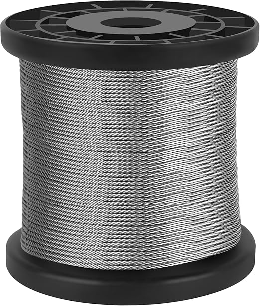 1/16 Wire Rope 304 Stainless Steel Cable, 328ft Aircraft Cable With 120Pcs Aluminum Sleeves, 7x7 Strand Core 368lbs Strong Load-Bearing, Ideal for Garden Yard String Lights