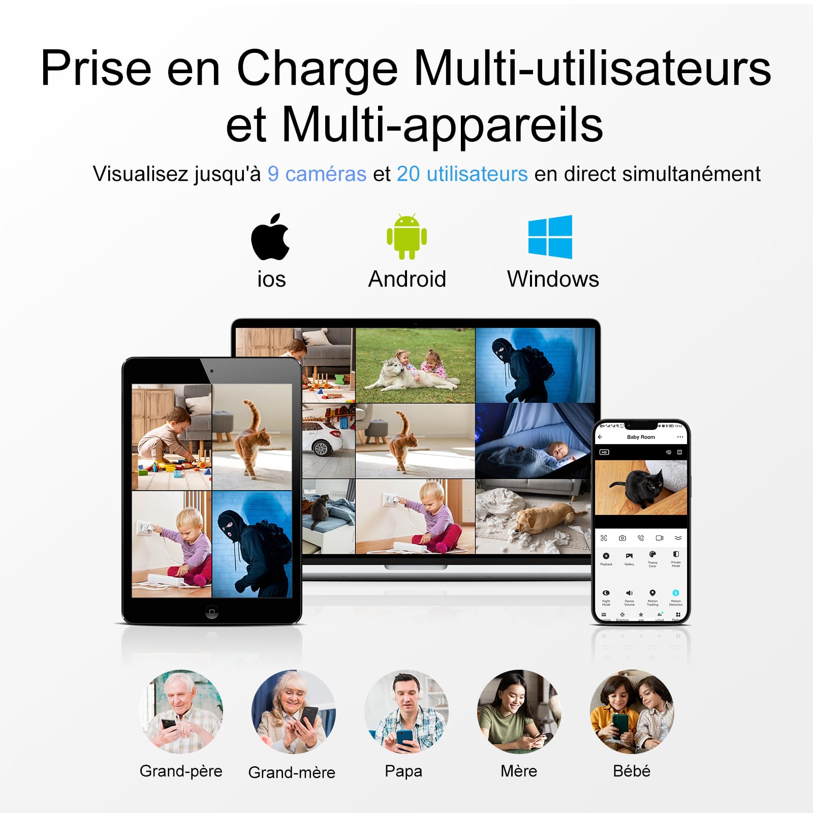 SYMYNELEC Caméra Surveillance Ampoule Extérieure Étanche, Caméra WiFi sans Fil 2,4 GHz, Caméra Sécurité Intelligente 2K avec Vision Nocturne Couleur, Détection Mouvement Humain, Compatible avec Alexa