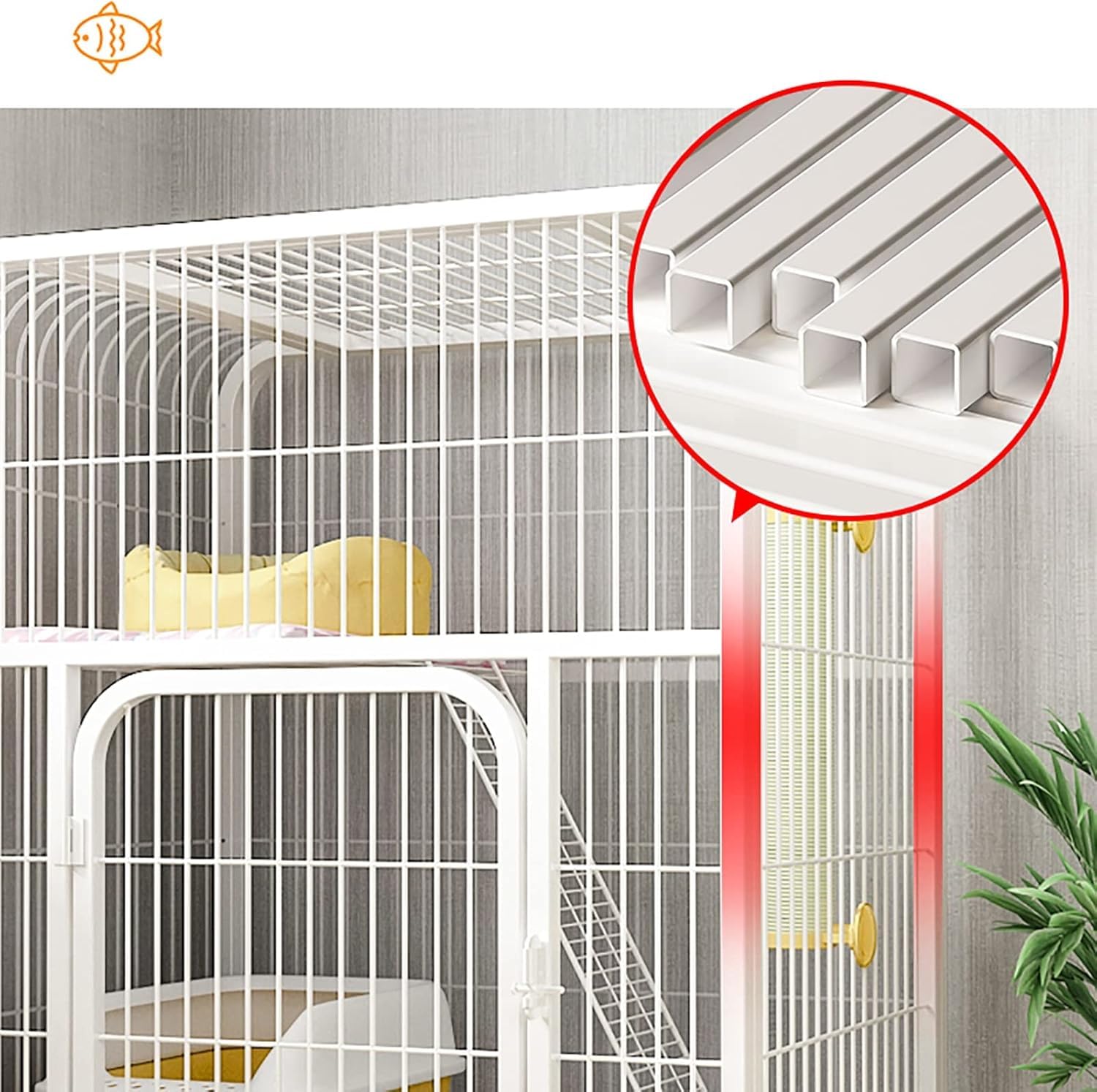 Haustierkäfig for drinnen und draußen – mit Bett und Rampe(78x55x100CM)