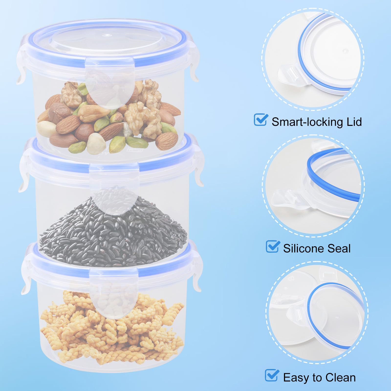 6 Contenitori Salvafreschezza 300 Ml – Rotondi Ermetici In PP – Impilabili Per Frigo, Microonde E Congelatore
