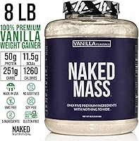 Vista 3 de Polvo de proteína natural para ganar masa muscular Naked Mass, 8 libras a granel, sin OMG, sin gluten, sin soya Sin Ingredientes Artificiales