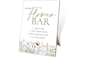 Flower Bar Sign - 8X11 Floral Bridal Shower Decor for Weddings and Parties