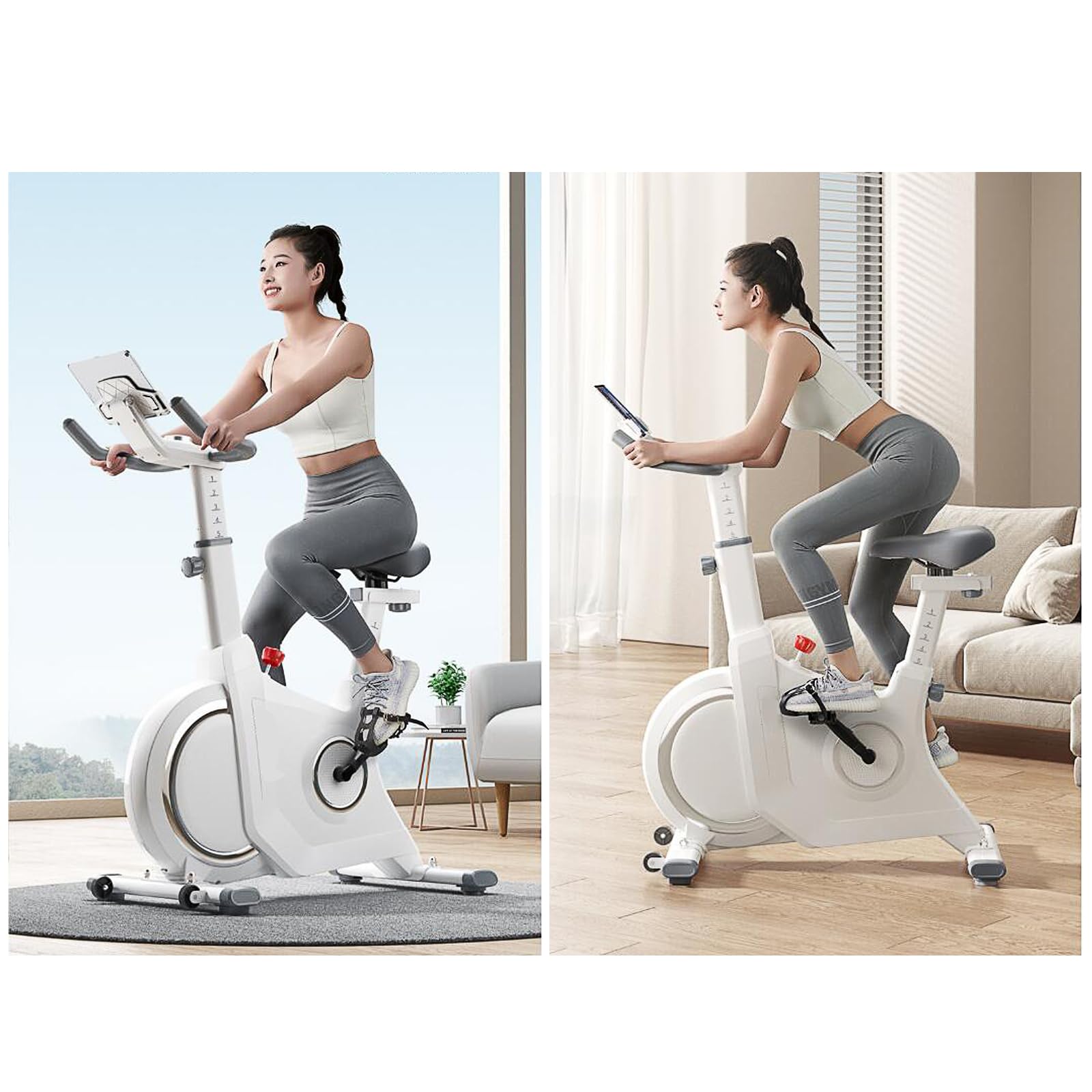 Magnetyczny rower stacjonarny, fitness rower treningowy do jazdy na rowerze, stacjonarny rower stacjonarny z ekskluzywnymi kursami fitness, 32-poziomowy opór magnetyczny, łączność Bluetooth