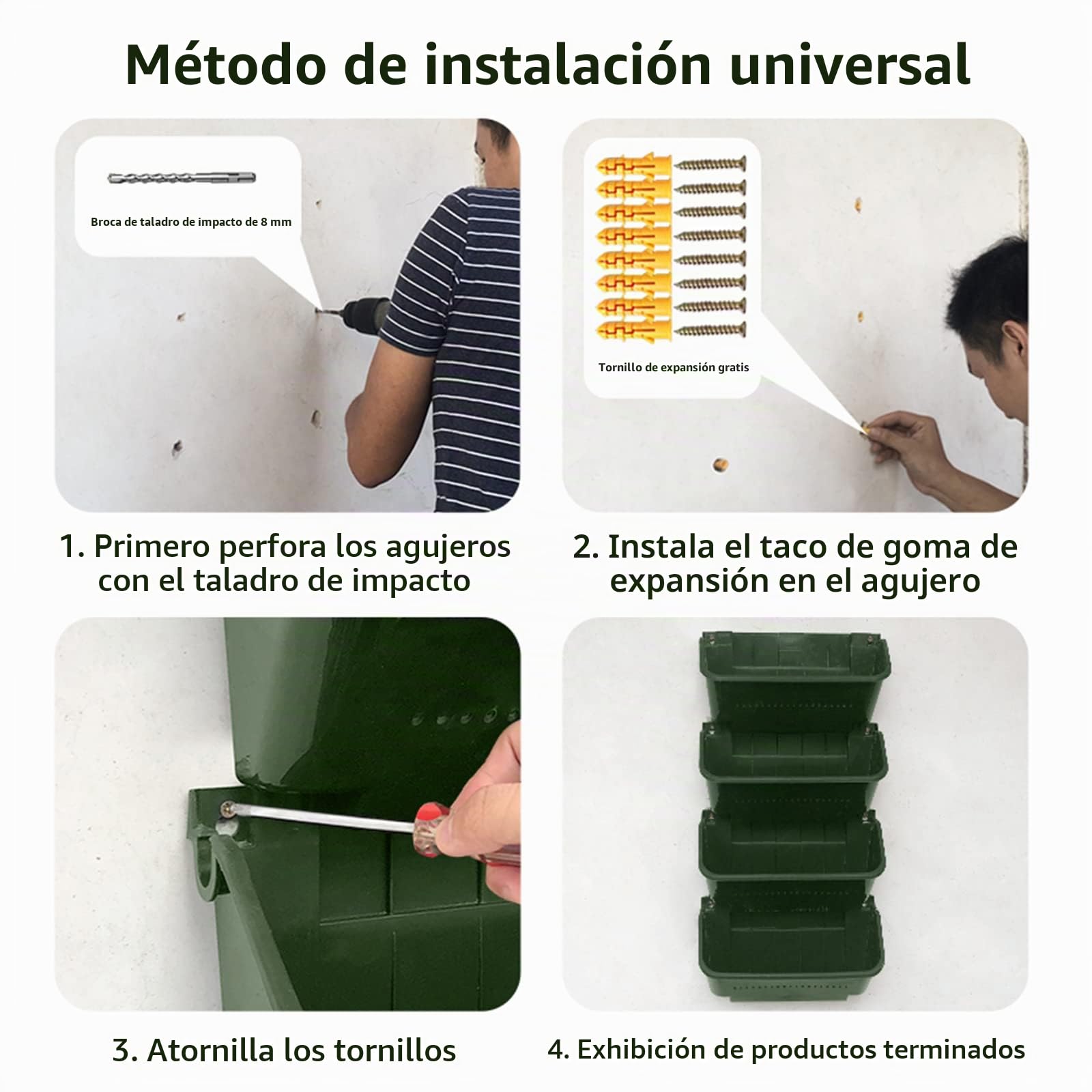 MENAYODA – Juego de 4 macetas de pared verticales – Bolsas para plantas colgantes – con riego automático – para interiores y exteriores – Verde oscuro – para interiores y exteriores – Balcón