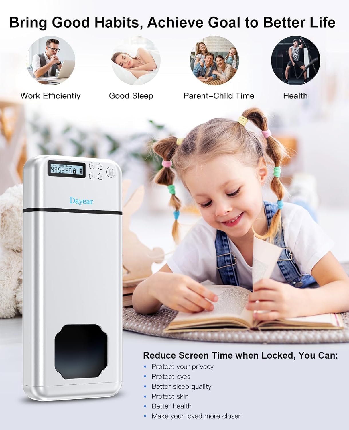 Phone Lock Box, Safe Timed Lock Box für iPhone/Android, Telefon Gefängnis mit Timer, Telefon Gefängnis Hilfe Kinder/Erwachsene Selbststeuerung/Silber