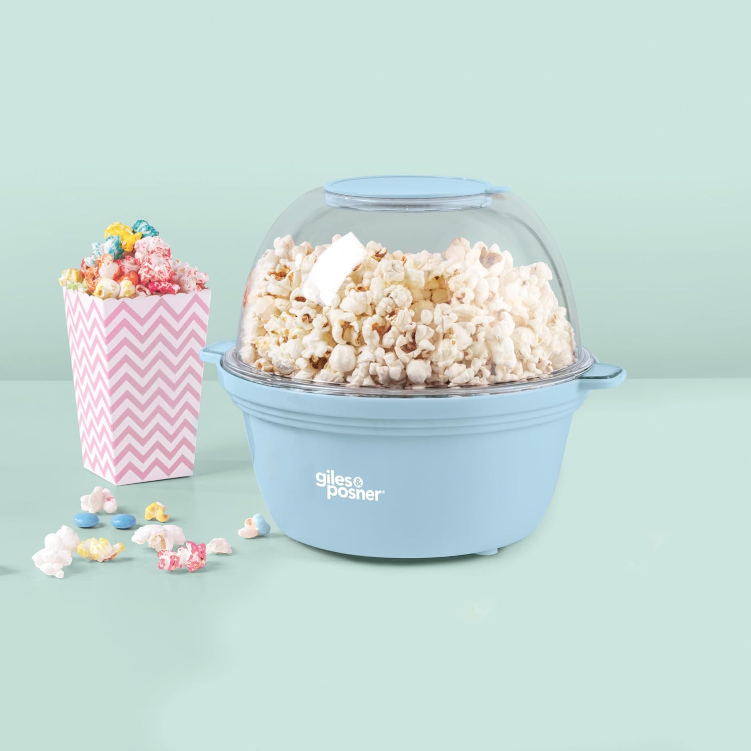 Giles & Posner Mini Stir Popcorn Maker with lid and measuring spoon