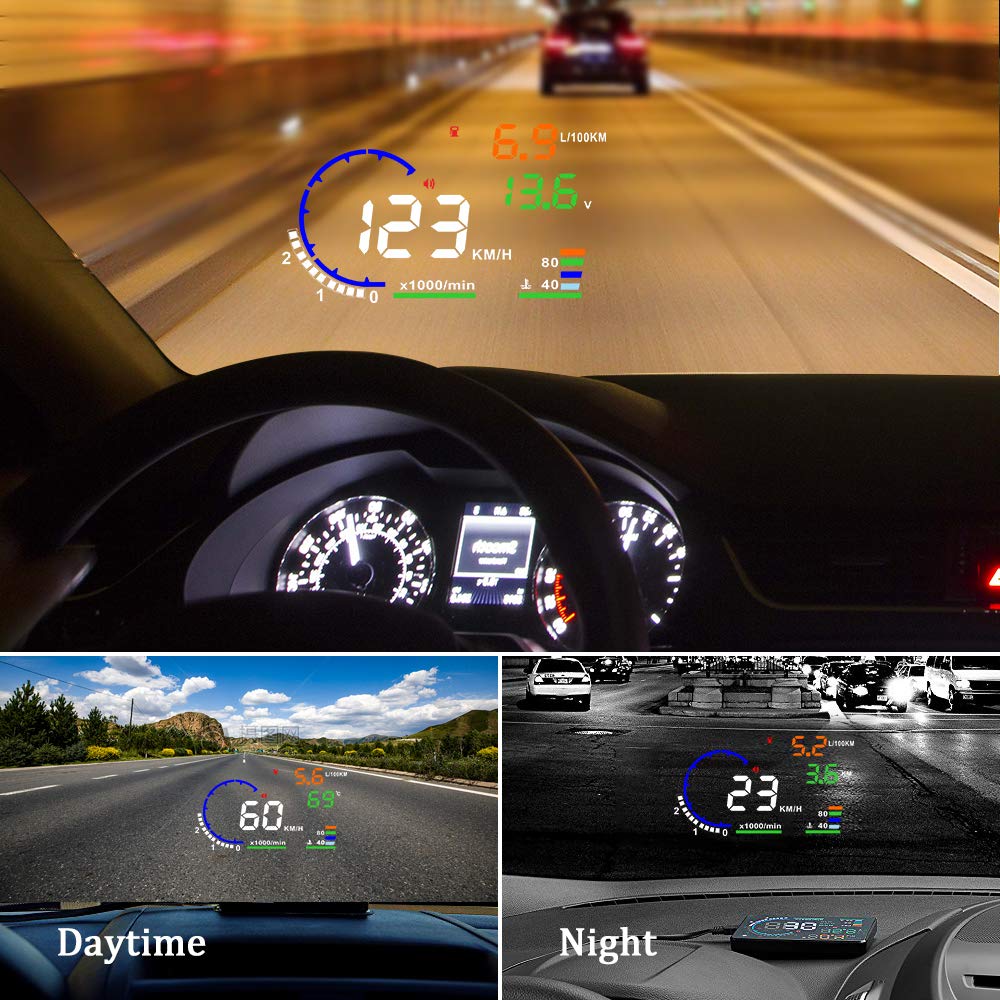 OBD2 HUD Auto Head Up Anzeige A8 HUD Digitale Geschwindigkeitsmesser Windschutzscheibe Geschwindigkeitsprojektor Anzeige mit Beschleunigung Wassertemperatur RPM Alarm