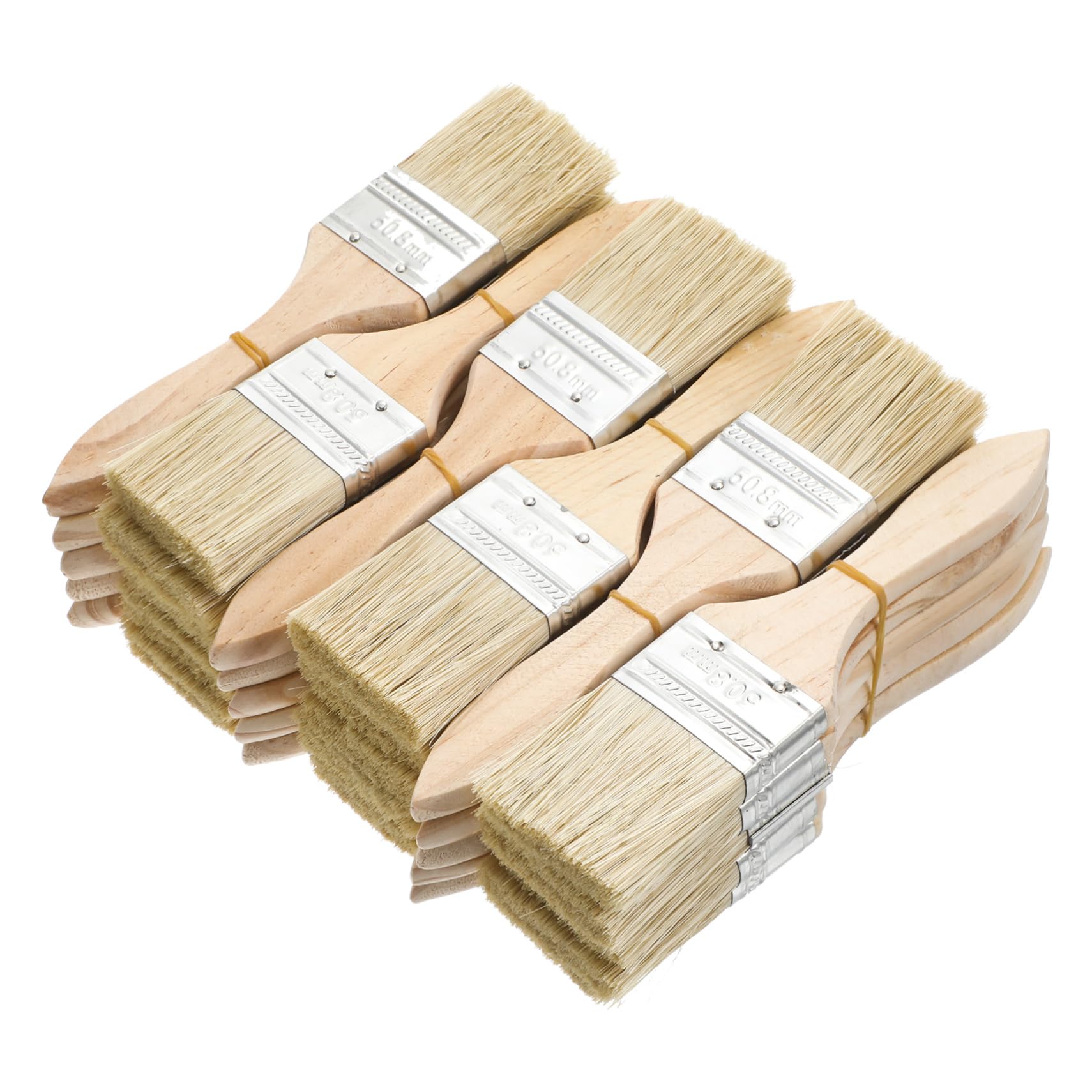 SOIMISS 30 Pezzi Pennelli Piatti con Legno Spesso per Verniciatura e Recinzioni Pennelli Corti Ergonomici per Interni ed Esterni per Smalti e Finiture Diverse