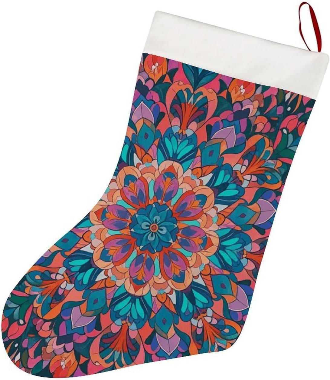 Christmas Stockings - Bohemian Psychedelic Peacock Mandala Large Xmas Socks, Soft Plush Fireplace Stocking with Hanging Loop, Santa Holiday Decor for Family Party Christmas Tree Decorations image 4