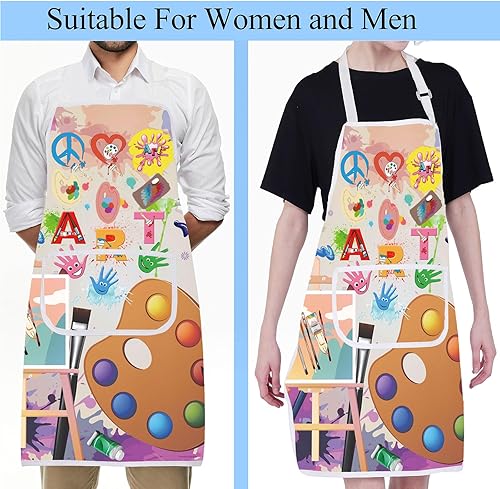 Miniatura 4 de FUSTMW Delantales de pintor de artistas, delantales con bolsillos, delantales de pintor, regalo para amantes del arte, regalos para profesores de