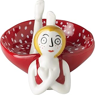 Baroni Svuotatasche in Ceramica Girl Vestito Rosso, Soprammobile, Portagioie Colorato Pop