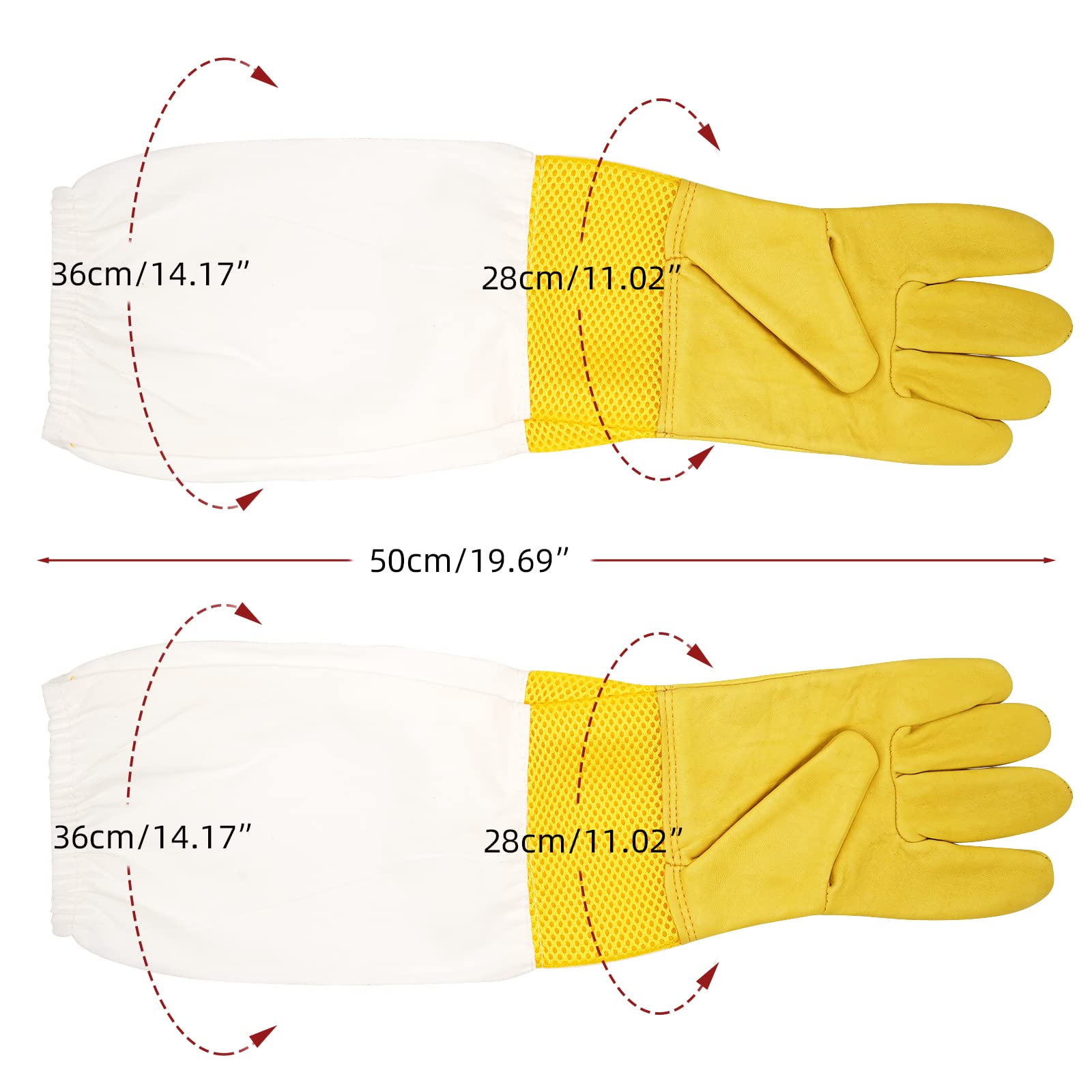 Gants D'Apiculteur En Cuir De Chèvre - Longueur 50 Cm, Manches Ventilées - Protection Abeilles Homme/Femme - Taille L - 5