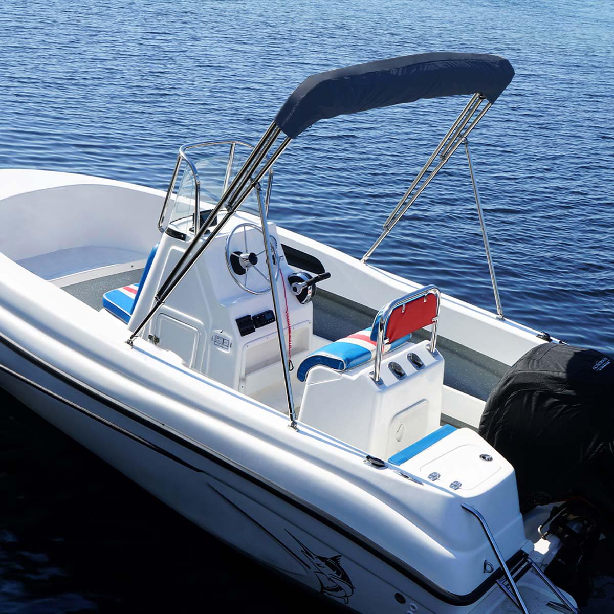 Oceansouth Stainless Steel 3 Bow Bimini Top con Integrato Conservazione Bagagliaio