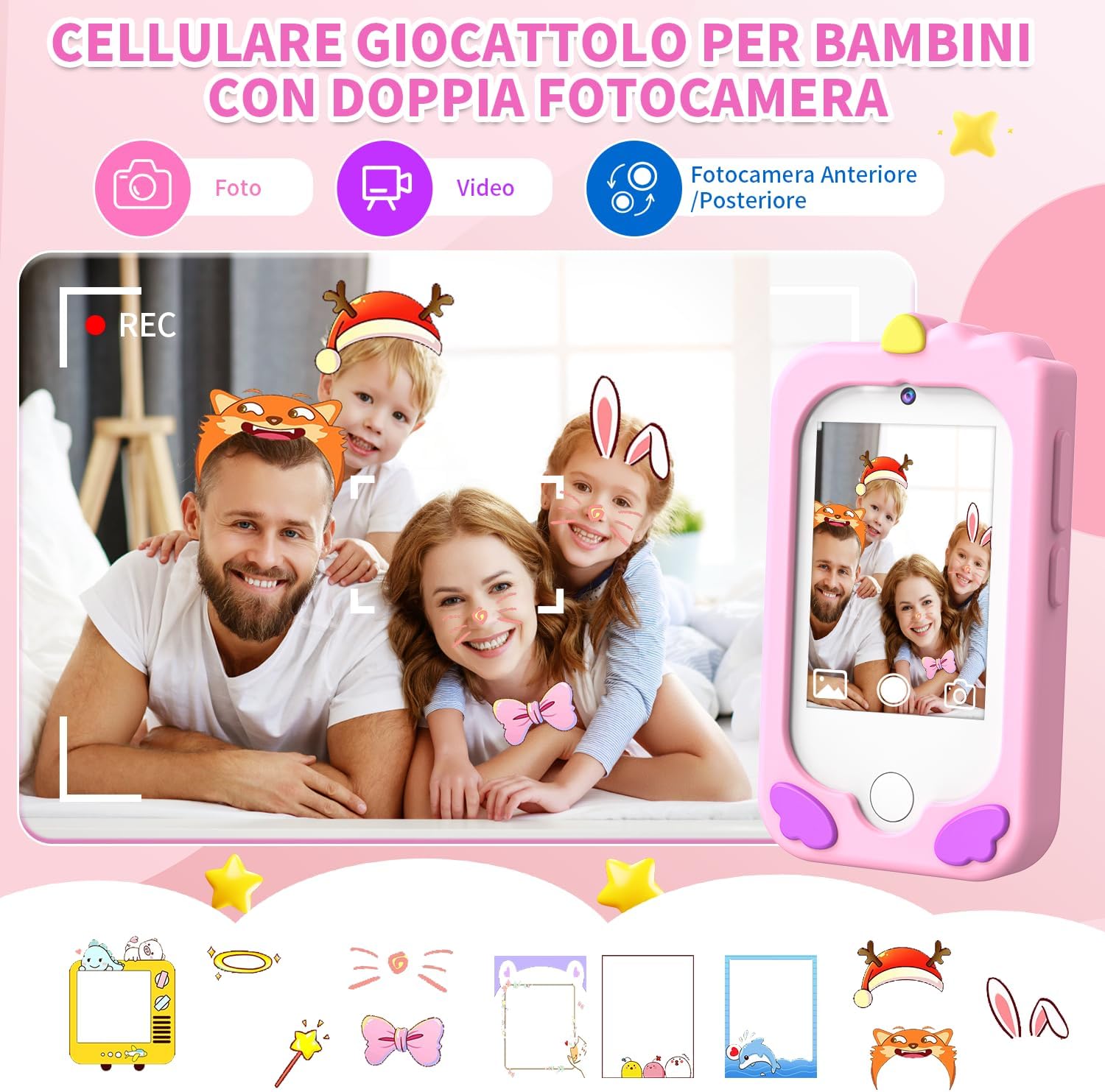 CHAKEYAKE Kids Phone Camera with dual cameras for photos and videos