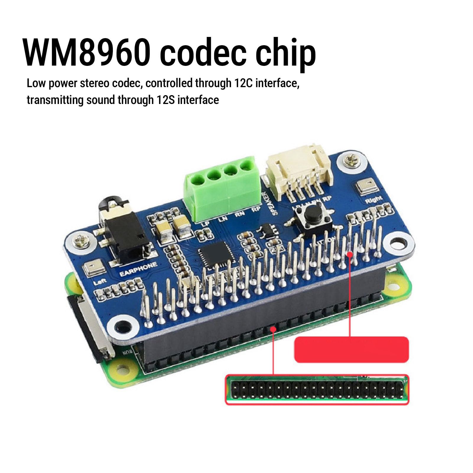 Bewinner Scheda di Espansione Scheda Audio per RasPi 5 4B, Decoder Stereo WM8960