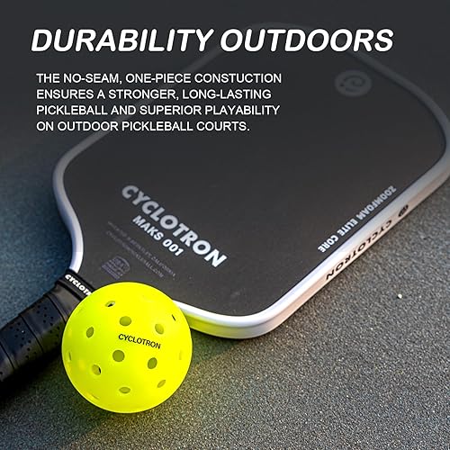 Miniatura 3 de cyclotron P-40 Outdoor Pickleball Balls – USAPA Approved Pickleballs, 40-Hole Precision Design, High Visibility, Durable Seamless HDPE Construction,