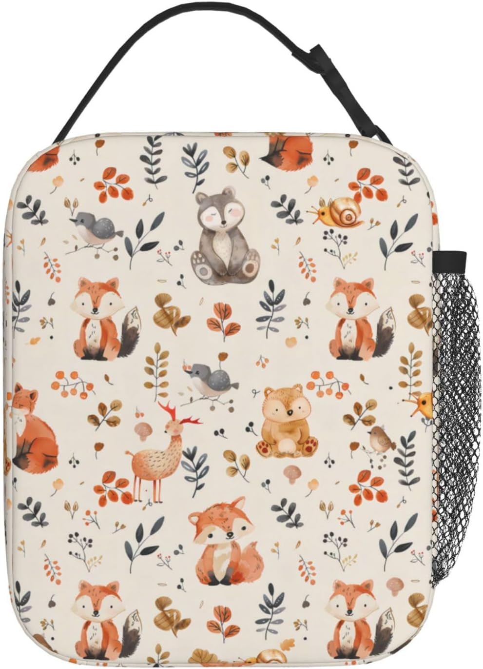 Reusable Vintage Animal Lunch Box for Kids Girls Boys Women Adult, Insulated Woodland Leaves Lunch Bag,Polyester Cooler Cute Handbags Case for School Picnic Work Travel Beach or Hiking