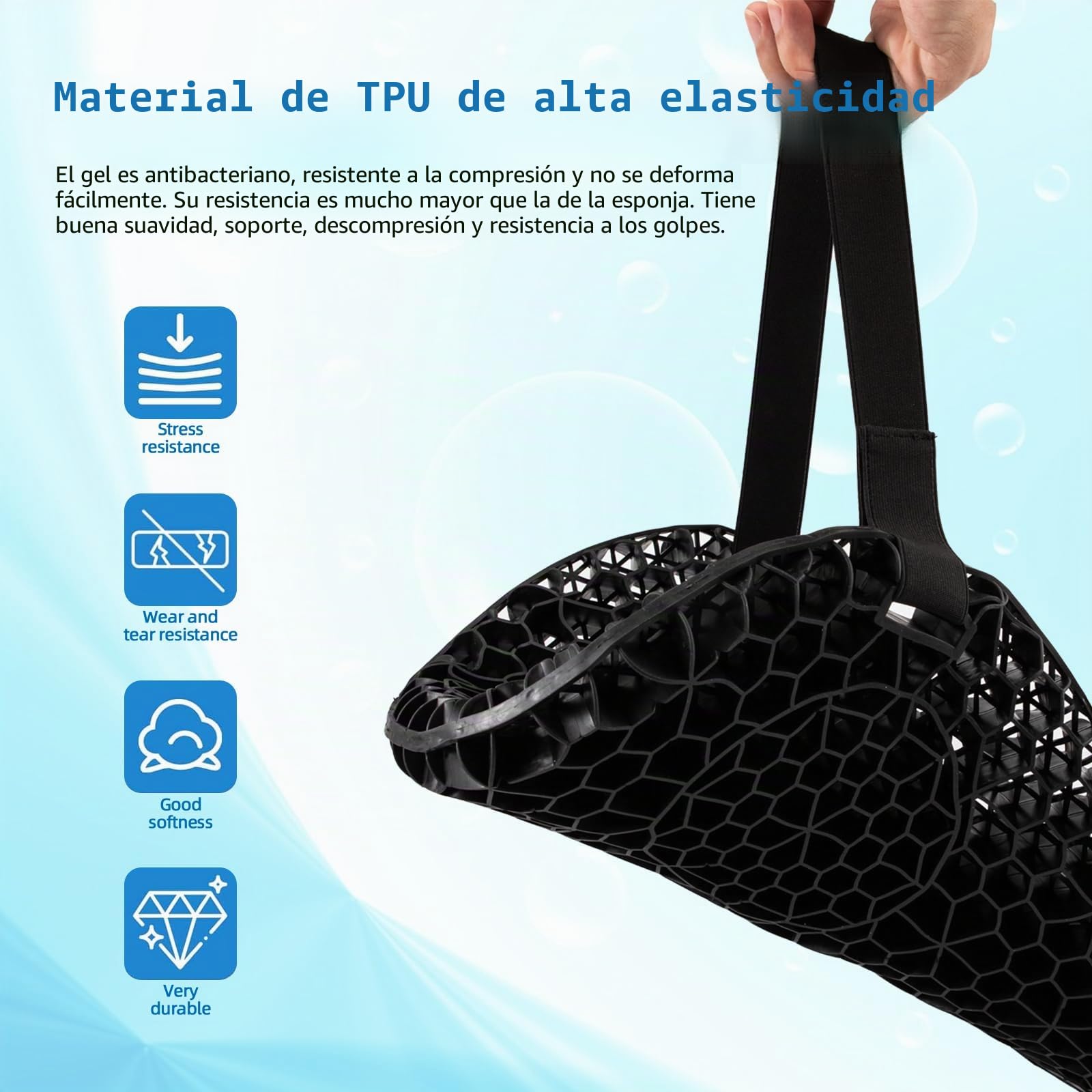 Cojín de gel universal para asiento de motocicleta, almohadilla de asiento con absorción de golpes de nido de abeja 3D, antideslizante y transpirable, con funda para asiento, para viajes de