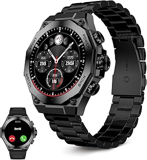 KSIX Titanium Smartwatch Men, Sports Watch, Calls and Notifications, Steel and Silicone Strap, AMOLED Display, Health and …