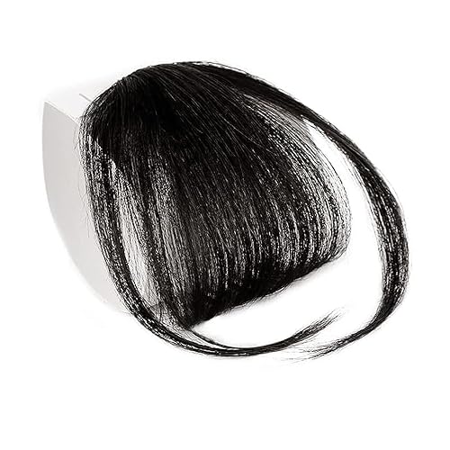 Sinroy - Flequillo con clip para niñas, pelucas de cortina de cabello humano, extensiones de cabello natural corto con sienes, flequillo de aire