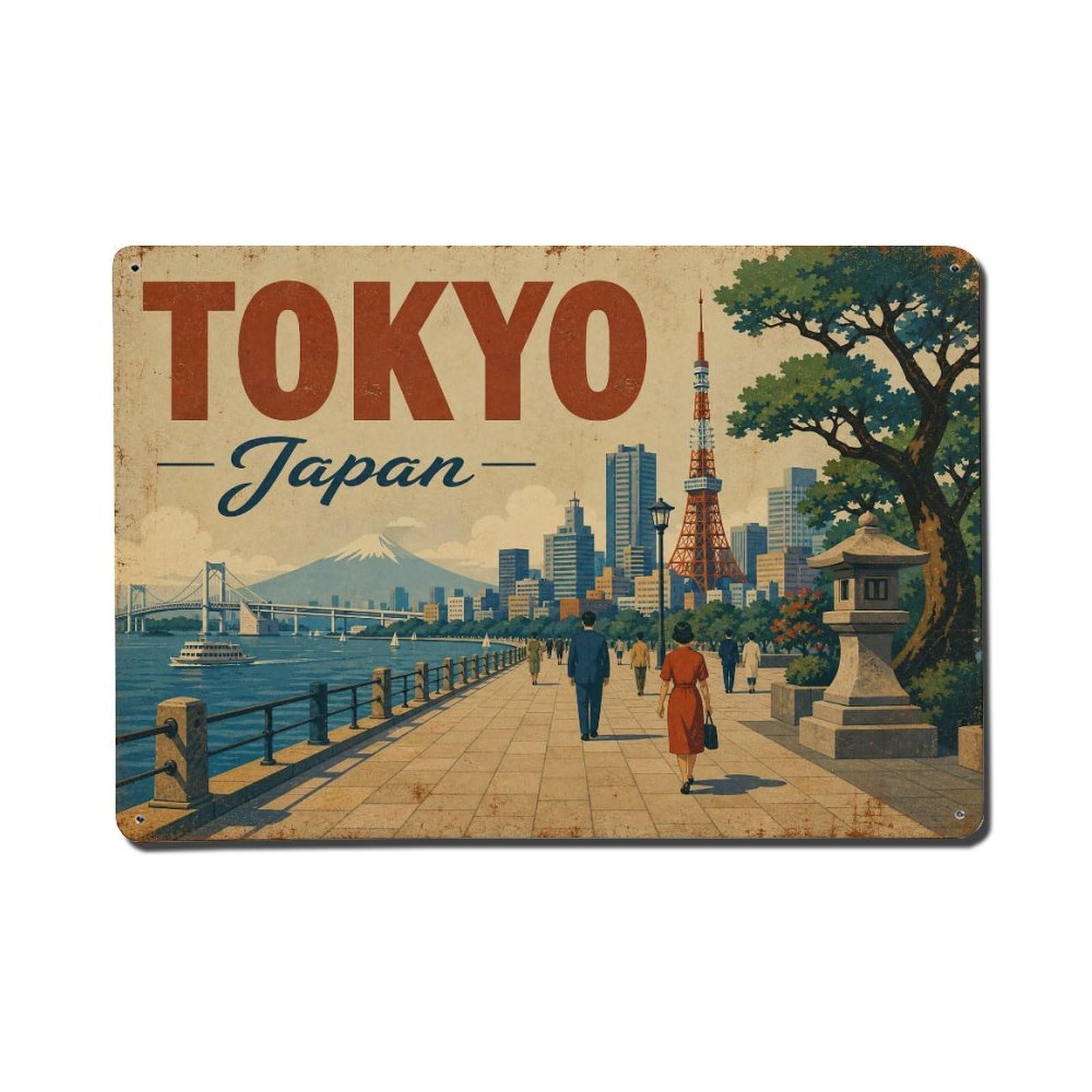 Gead 8X12inch Style Vintage Travel Tokyo Japan Esplanade Metal Tin Sign