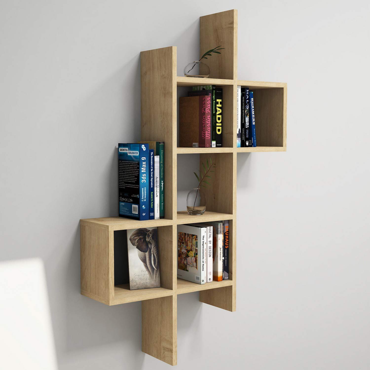Buy Vivense Keno Wall ed Bookcase Floating Shelves and Display Units