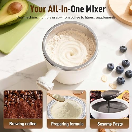 Miniatura 5 de Taza de café magnética con agitación automática, taza de acero inoxidable mejorada 2026 con tapa, taza mezcladora de viaje Eelectric para café,