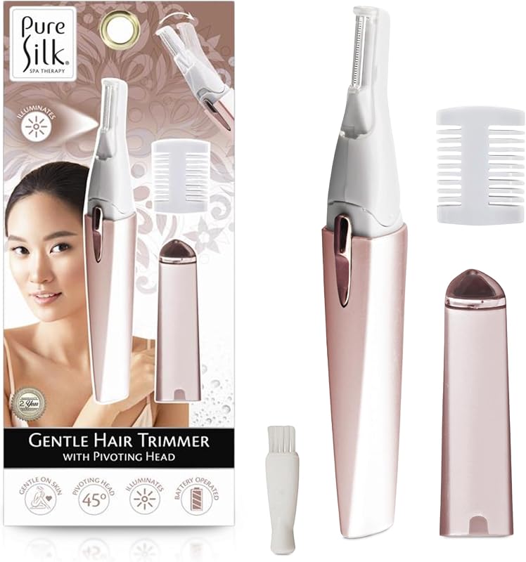 Aparador de pelos Pure Silk com cabeça articulada, luz LED e alimentação por bateria